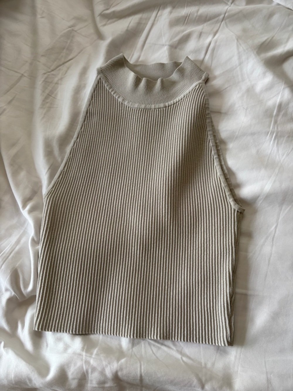 Babaton Ribbed Mock Neck Tank - Beige